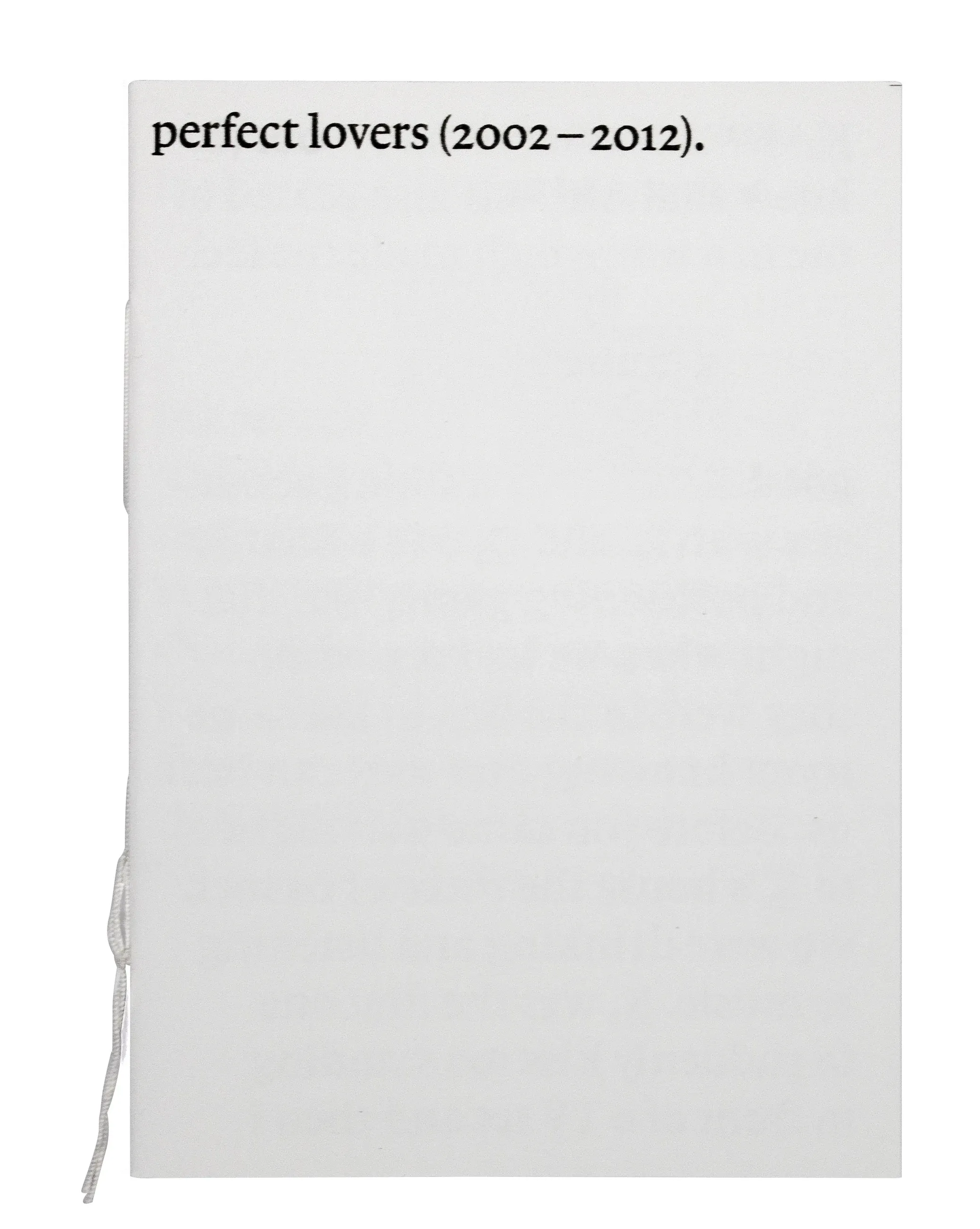 The cover of the booklet, white with the title in small black type and a thread-stitched spine