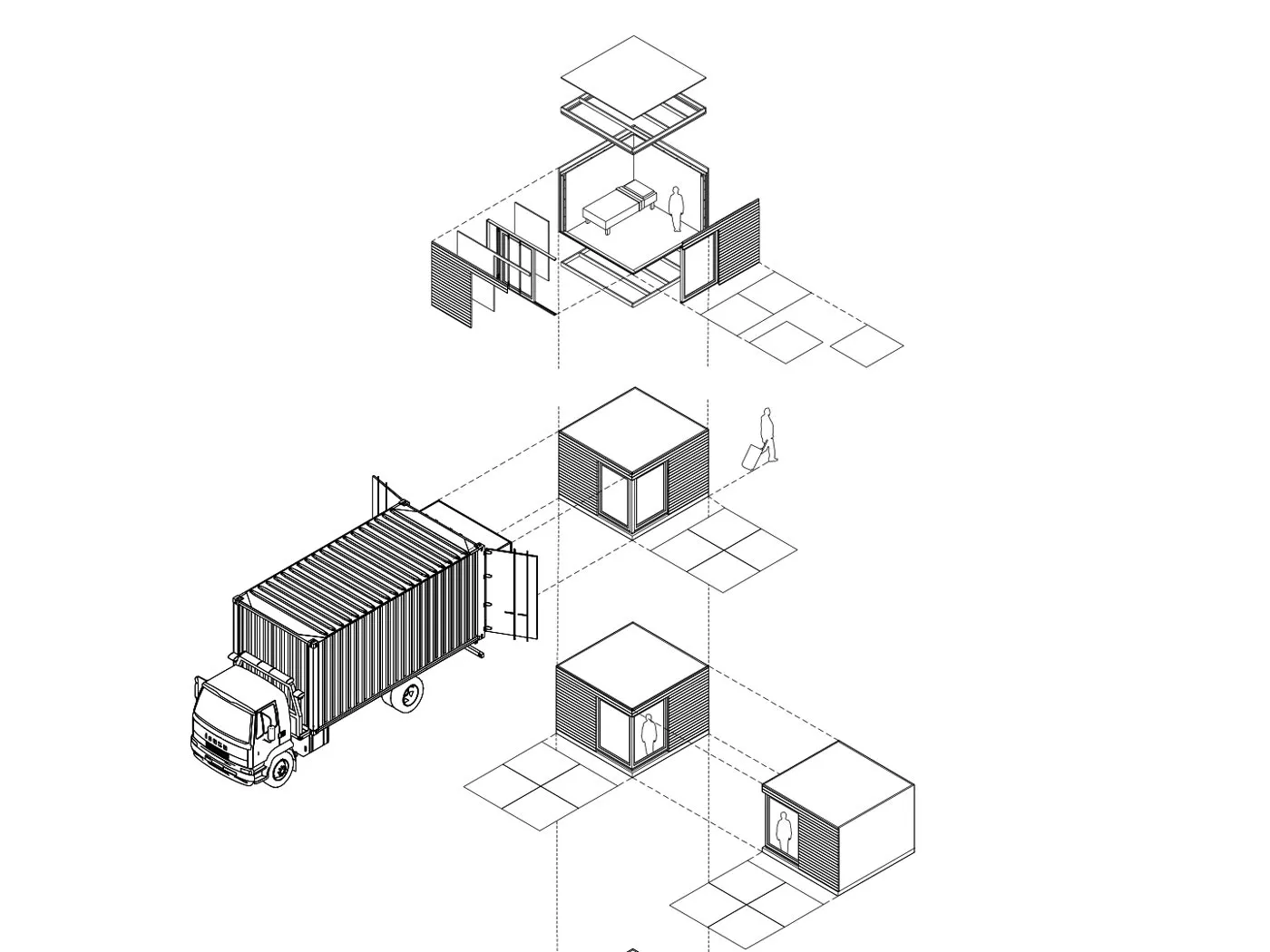 Existenzoptimum, axonometric drawing