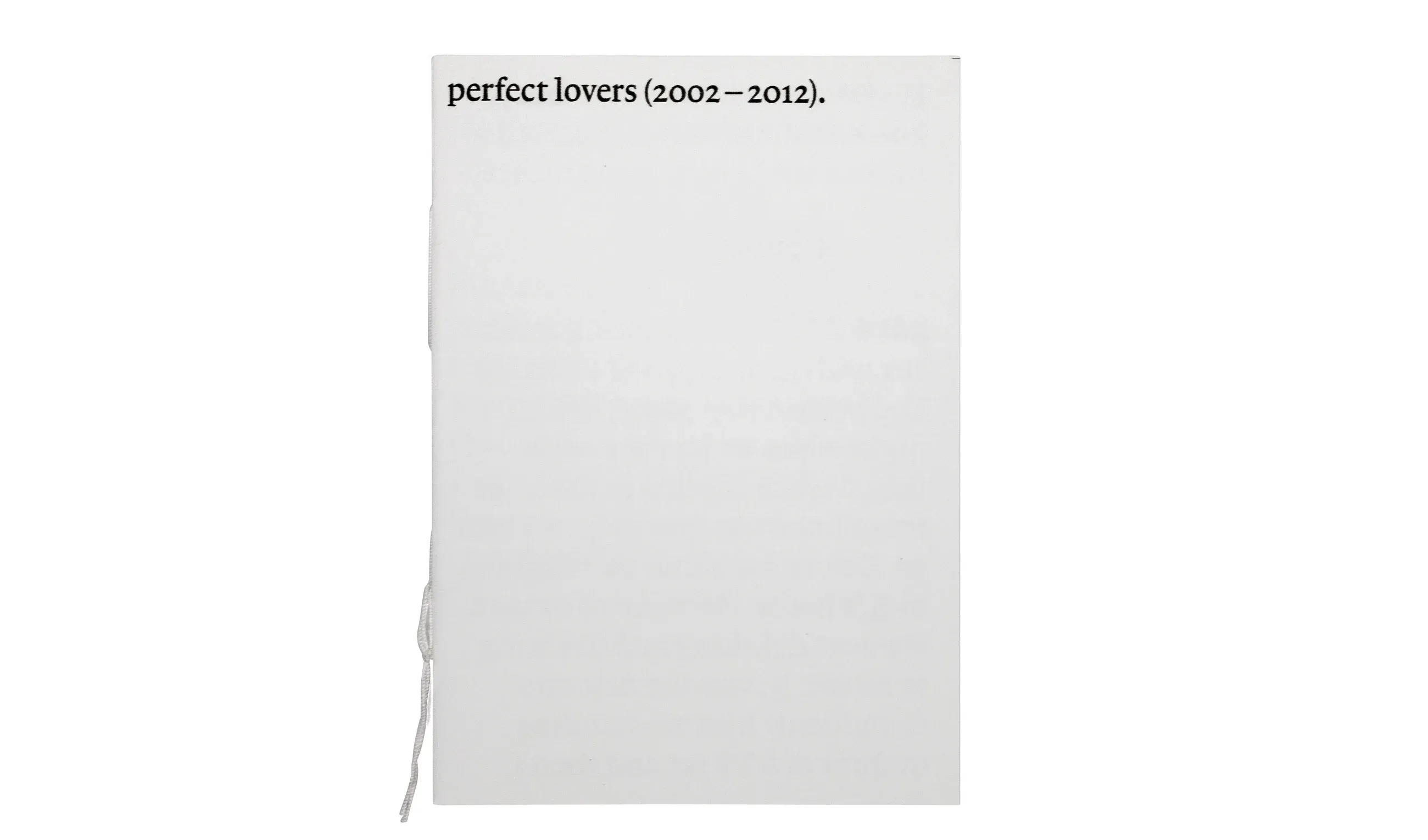 The cover of the booklet, white with the title in small black type and a thread-stitched spine