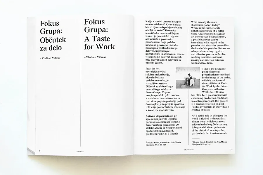 Opening spread with the title in both languages and the start of the text in two columns