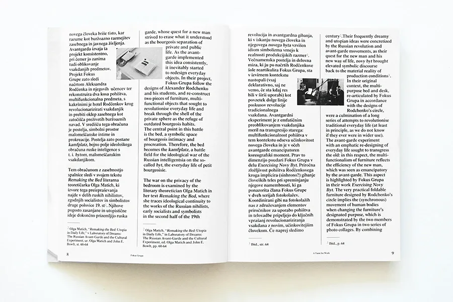A text spread in two columns with two small photographs